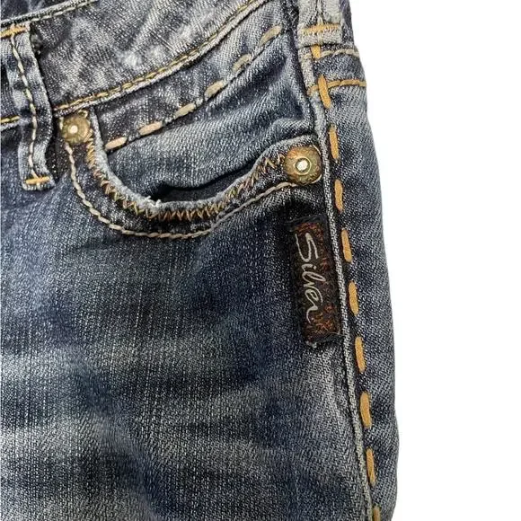 Silver Jeans Womens 27 Blue Denim Low Rise Boot Cut Surplus Western Medium Wash - Picture 4 of 15